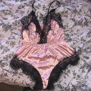 Satin laced pajama romper